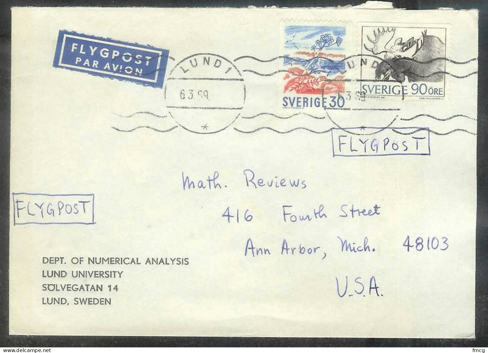 1969 30 Ore Isle And 90 Ore Elk On Lundi University 6-3-69 Cover To USA - Storia Postale