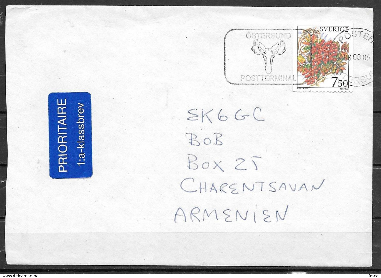 2004 7.50Kr Berries On Cover To Armenia - Brieven En Documenten
