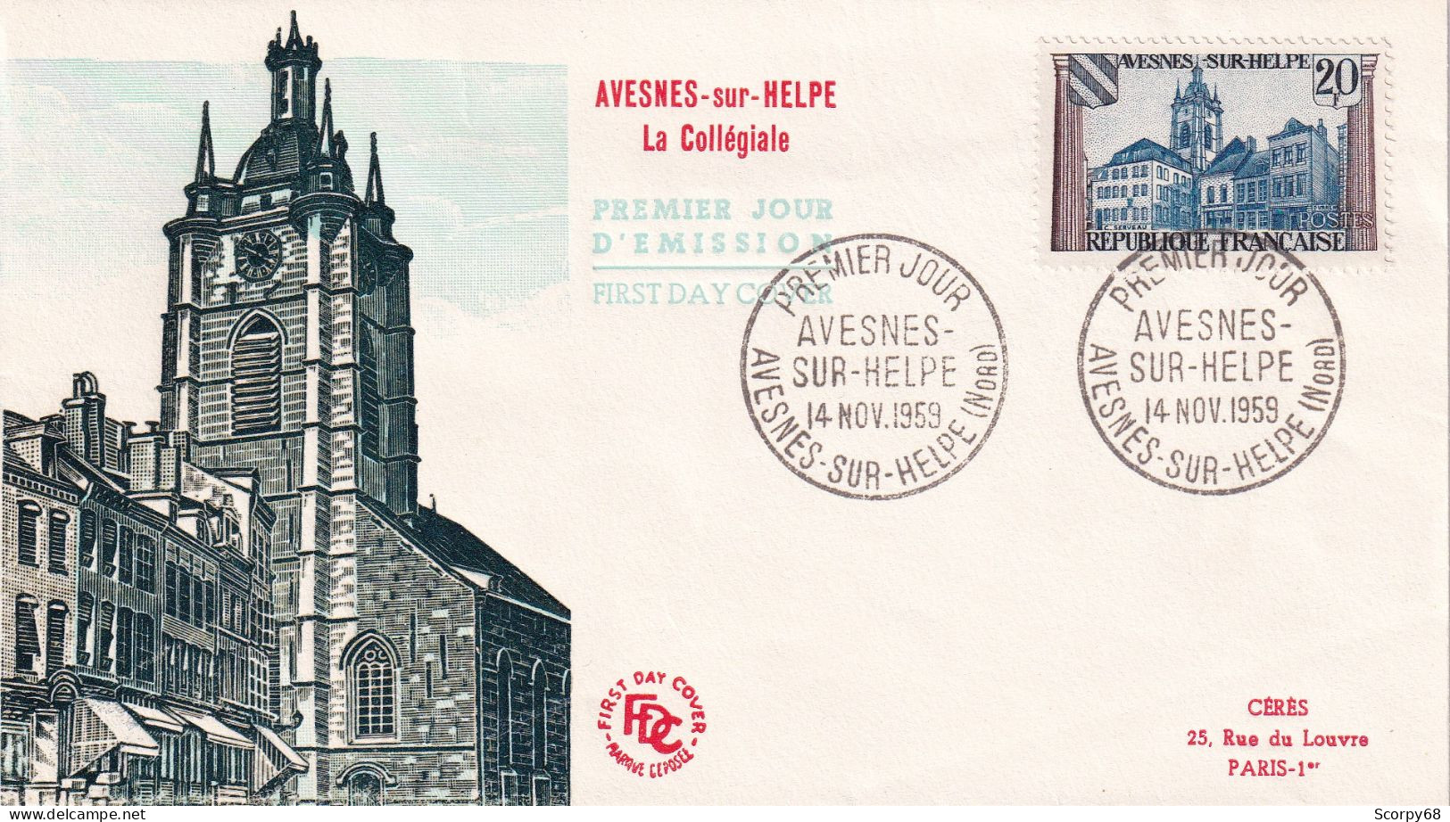FDC 14/11/1959: Avesnes-sur-Helpe - Y&T N° 1221 - 1950-1959