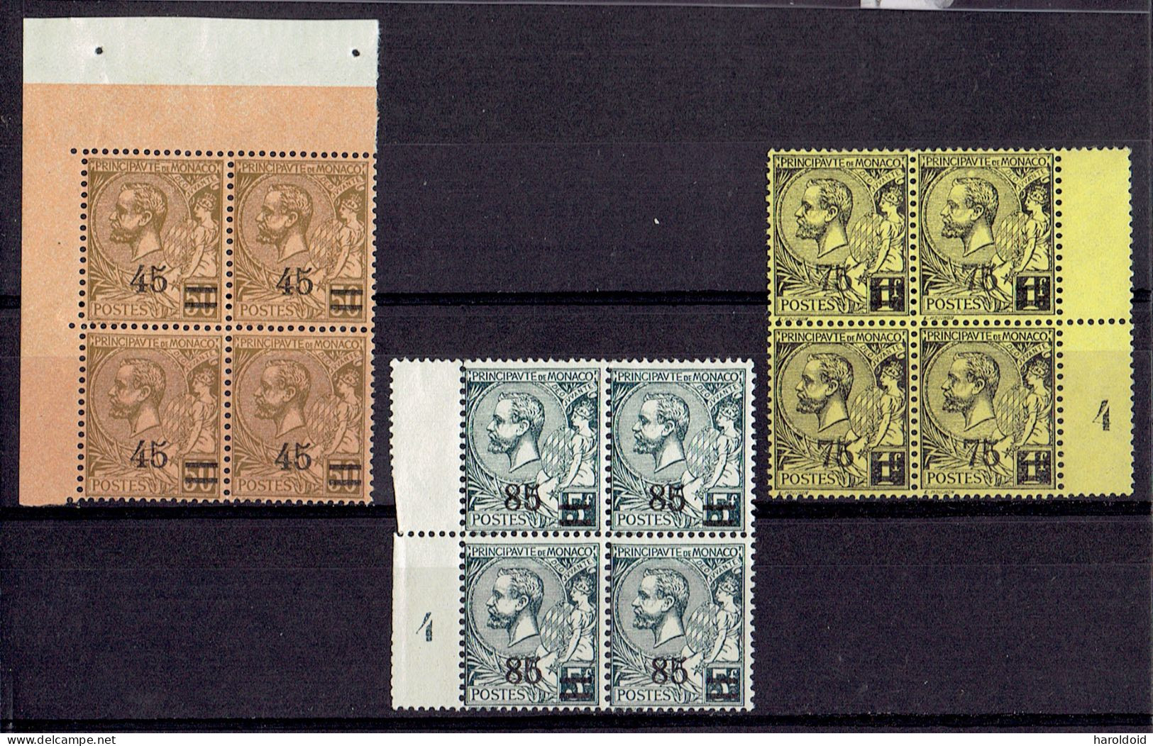 MONACO - N°70/72 ** MNH TB - BLOCS DE 4 - Unused Stamps