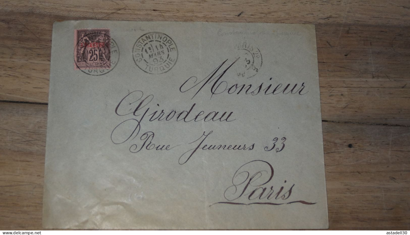 Enveloppe Constantinomple, Sage, 1893  ......... Boite1 ..... 240424-225 - Cartas & Documentos