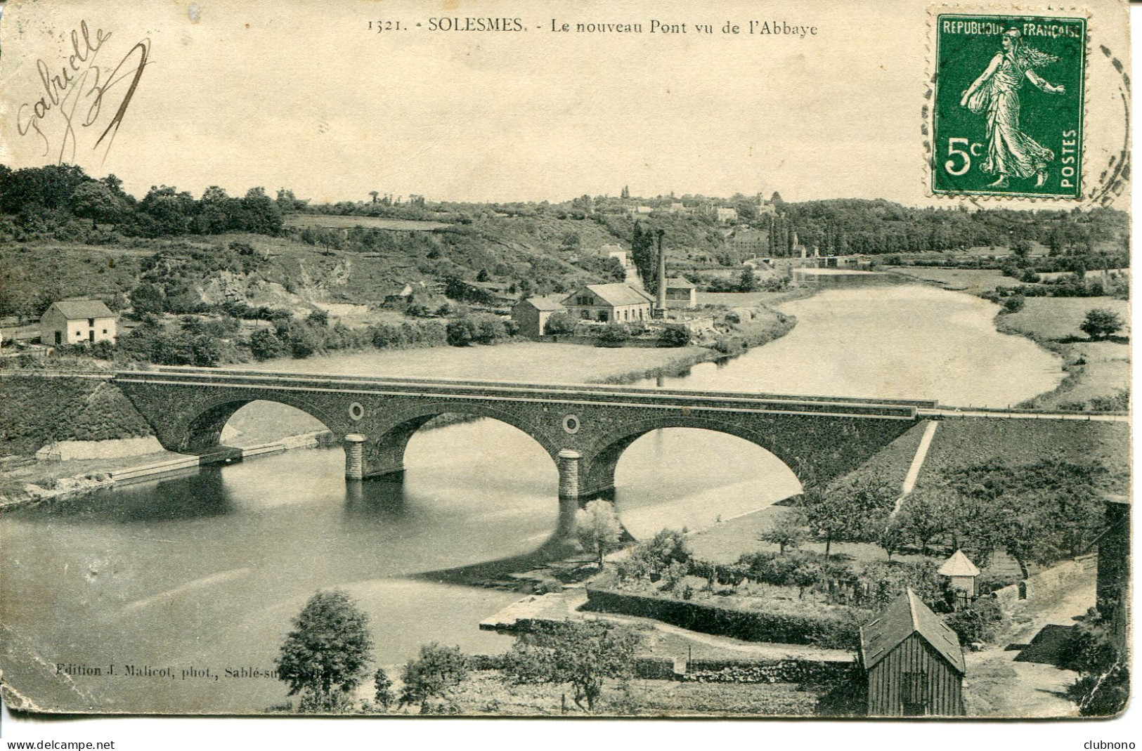 CPA -  SOLESMES - NOUVEAU PONT VU DE L'ABBAYE - Solesmes