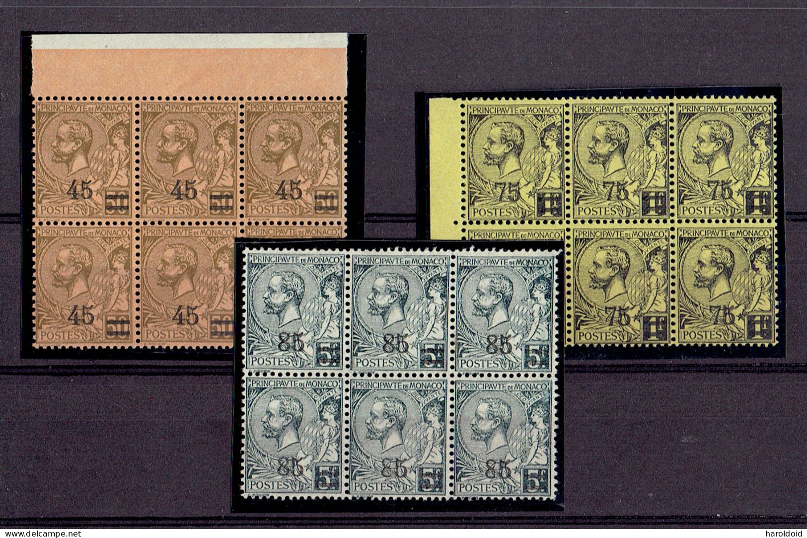 MONACO - N°70/72 ** MNH TB - BLOCS DE 6 - Unused Stamps