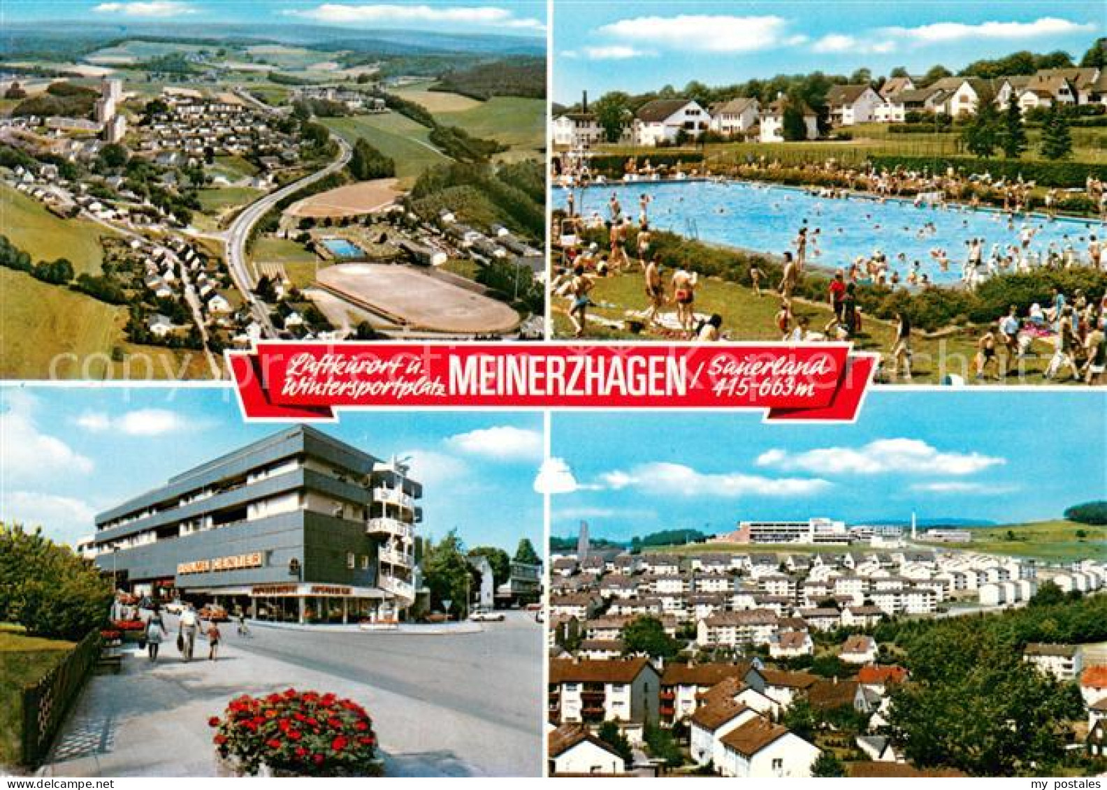 73672388 Meinerzhagen Fliegeraufnahme Freibad Volme Center Stadtpanorama Wohnsie - Meinerzhagen