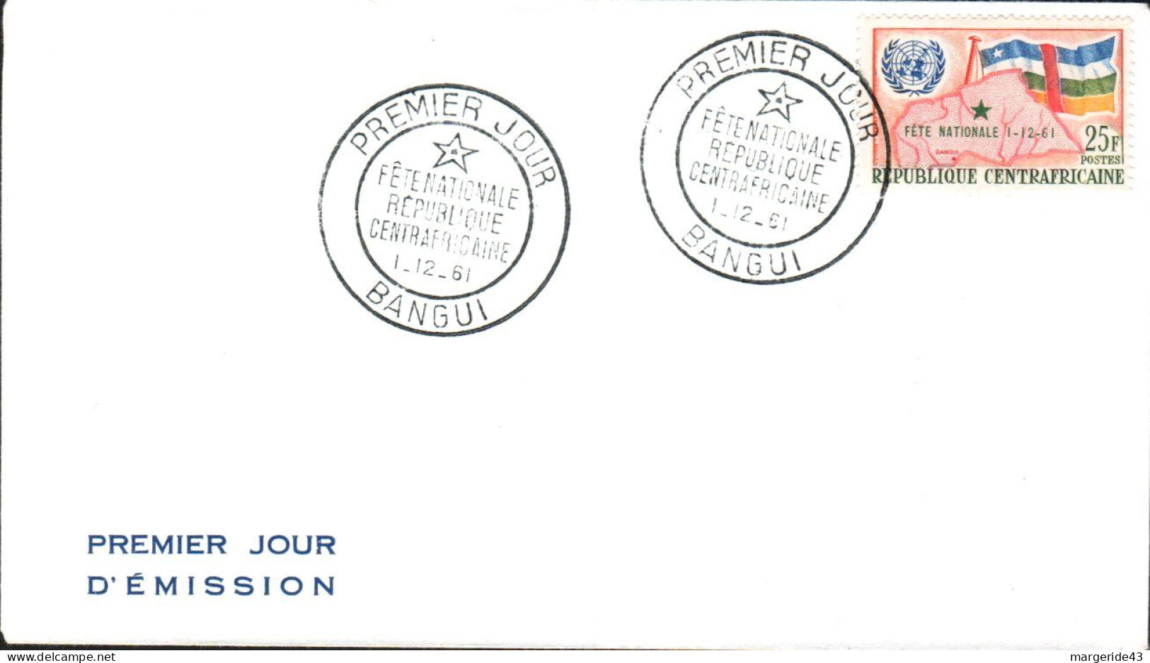 CENTRAFRIQUE FDC 1960 FETE NATIONALE - Centraal-Afrikaanse Republiek