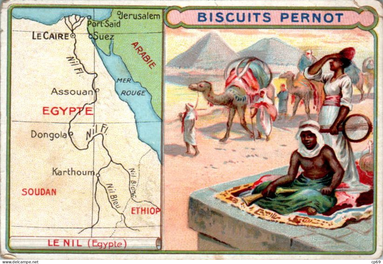 Chromo Biscuits Pernot Fleuve River Le Nil ( Egypte ) Texte Au Dos En B.Etat - Pernot