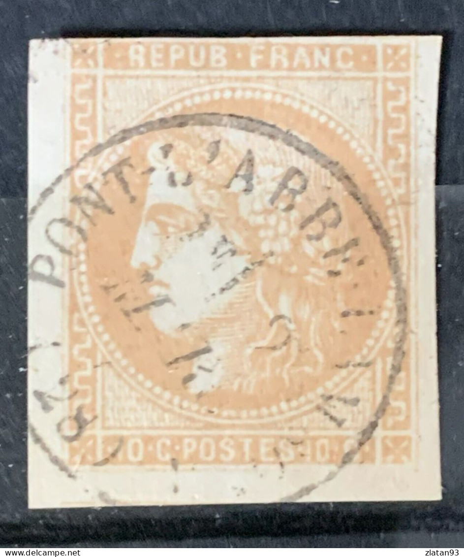 BORDEAUX N°43 Ba 10c Bistre-Orangé Oblitéré CàD - 1870 Emission De Bordeaux