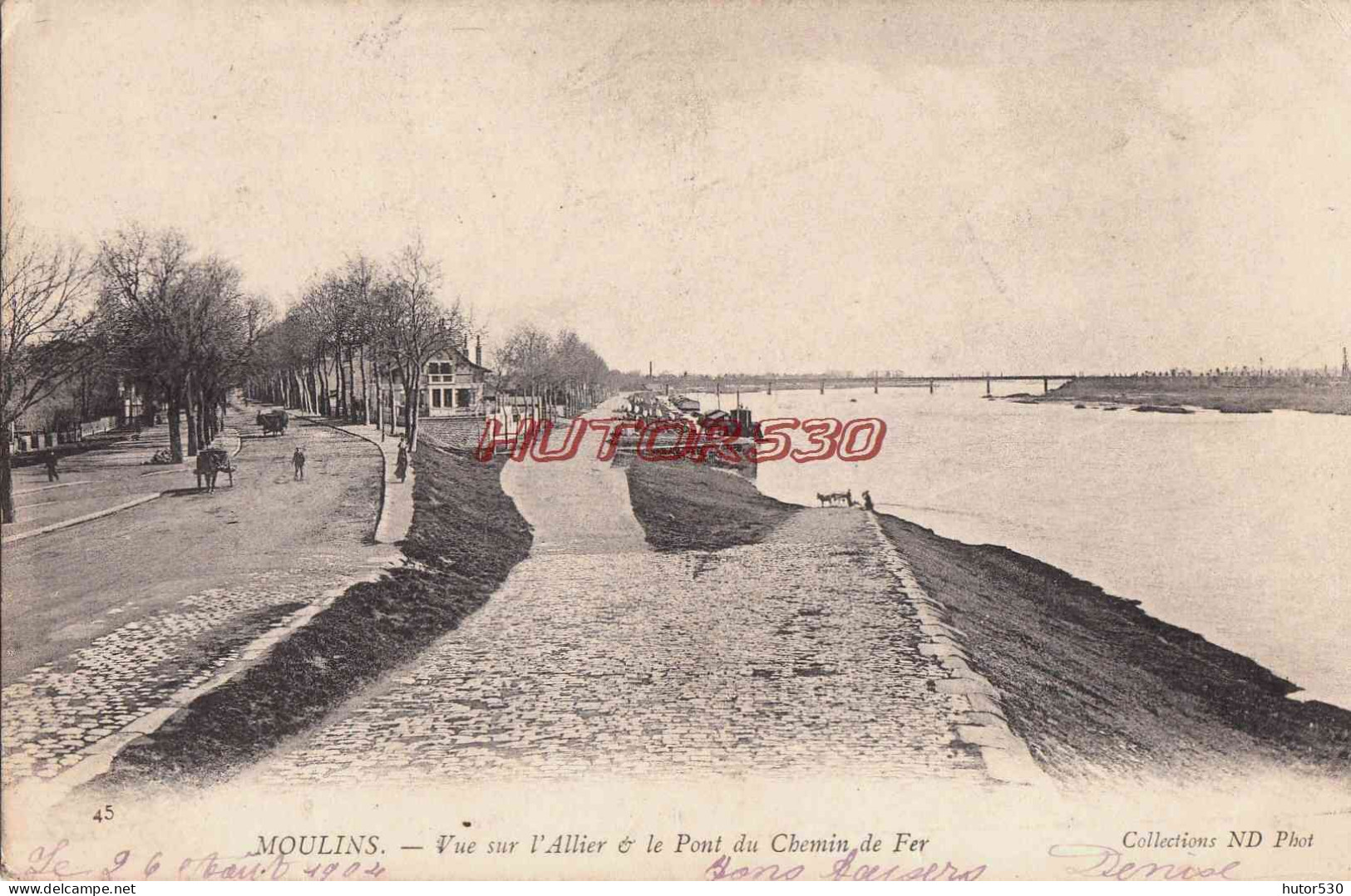 CPA MOULINS - VUE SUR L'ALLIER ET LE PONT DE CHEMIN DE FER - Moulins