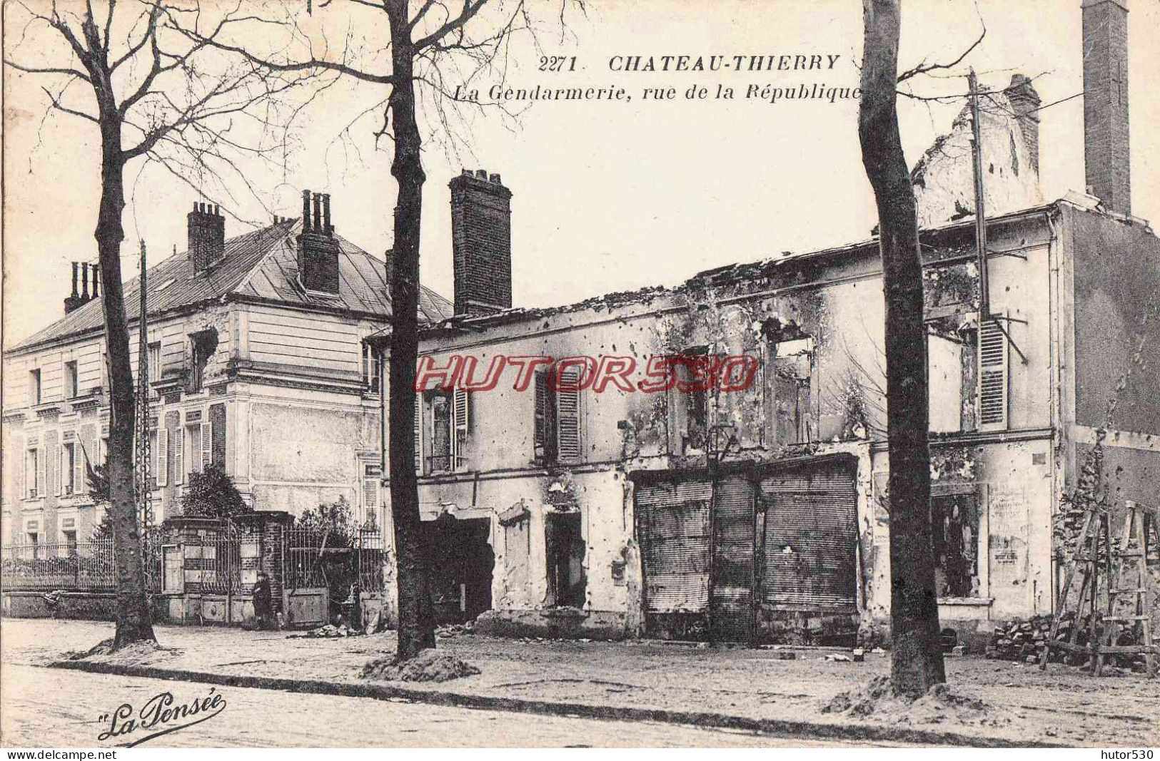 CPA CHATEAU THIERRY - GUERRE 1914-18 - LA GENDARMERIE RUE DE LA REPUBLIQUE - Chateau Thierry