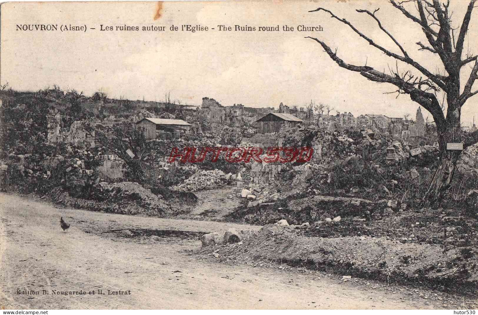 CPA NOUVRON - AISNE - GUERRE 1914-18 - LES RUINES AUTOUR DE L'EGLISE - Andere & Zonder Classificatie