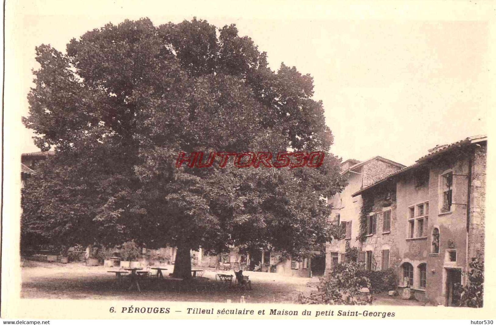 CPA PEROUGES - AIN - TILLEUL SECULAIRE ET MAISON DU PETIT SAINT GEORGES - Pérouges