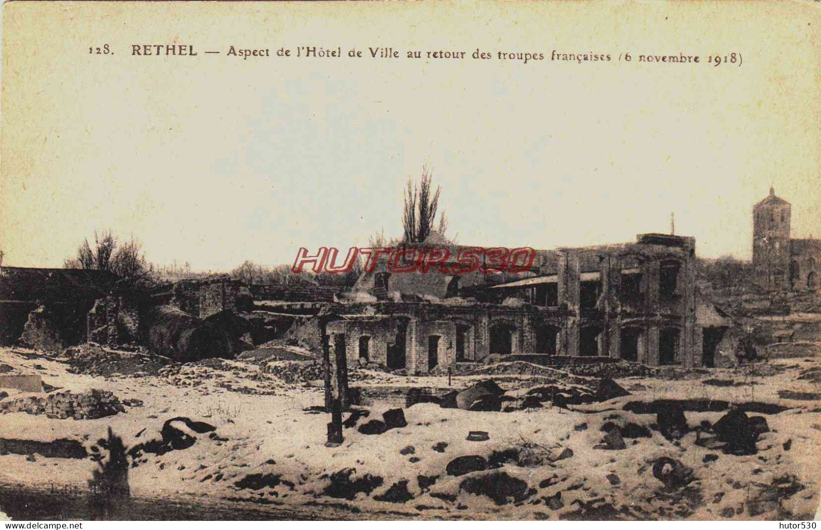 CPA RETHEL - ARDENNES - GUERRE 1914-18 - L'HOTEL DE VILLE EN RUINES - Rethel