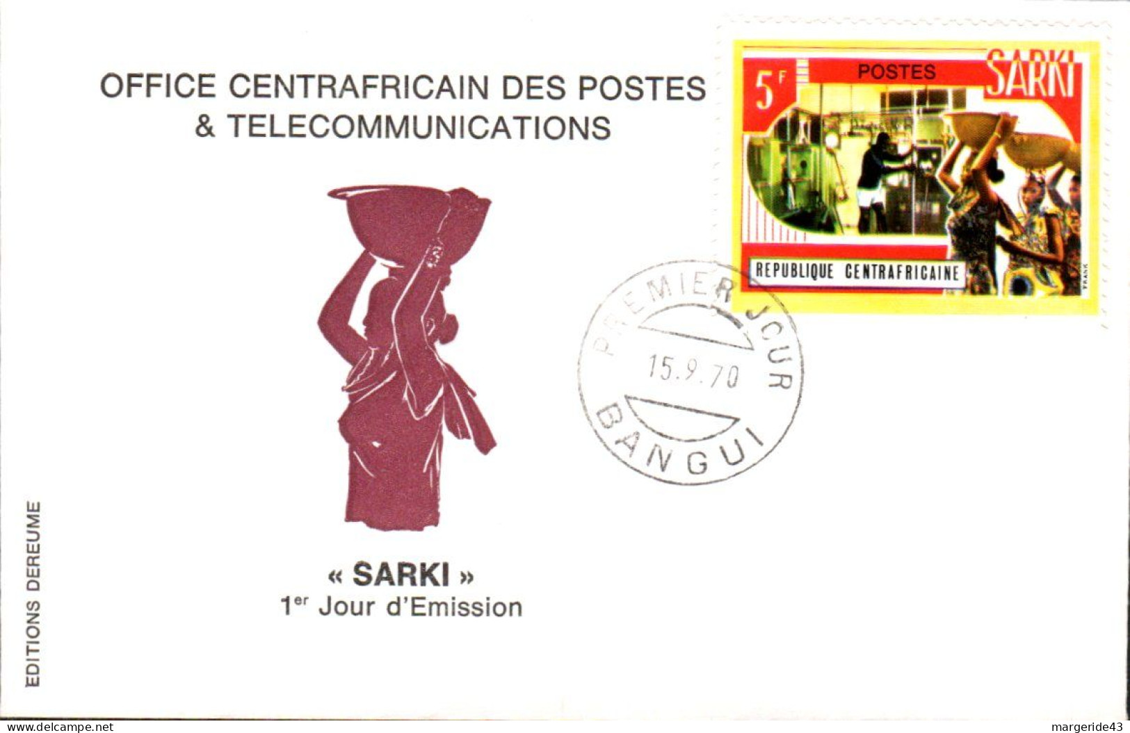 CENTRAFRIQUE FDC 1970 SARKI - Centraal-Afrikaanse Republiek