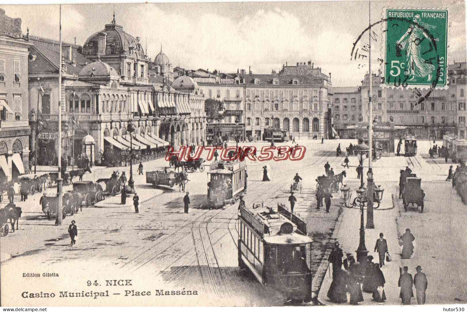 CPA NICE - CASINO MUNICIPAL - TRAMWAY ET ATTELAGES - Monuments, édifices