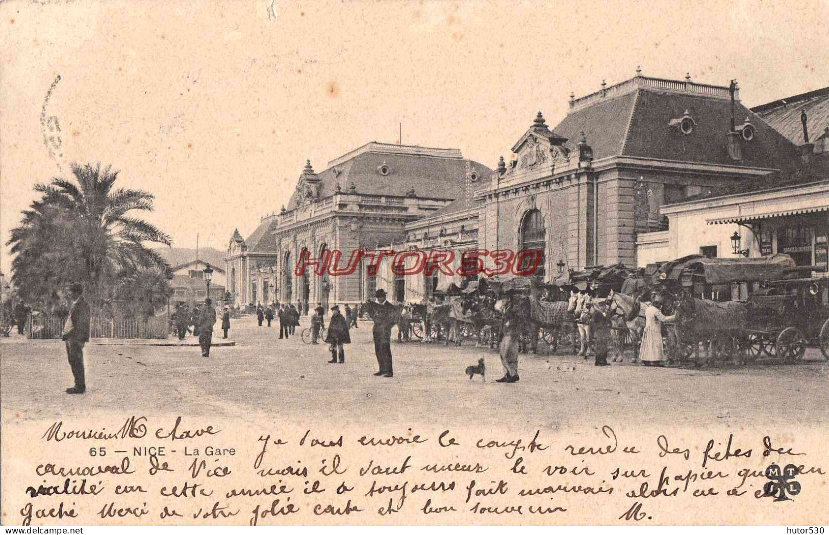 CPA NICE - LA GARE - ATTELAGES - Transport (road) - Car, Bus, Tramway