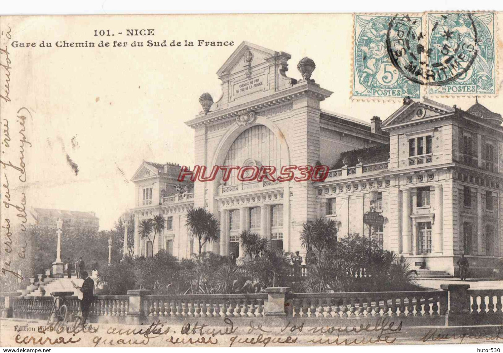 CPA NICE - GARE DU CHEMIN DE FER DU SUD DE LA FRANCE - Monuments, édifices