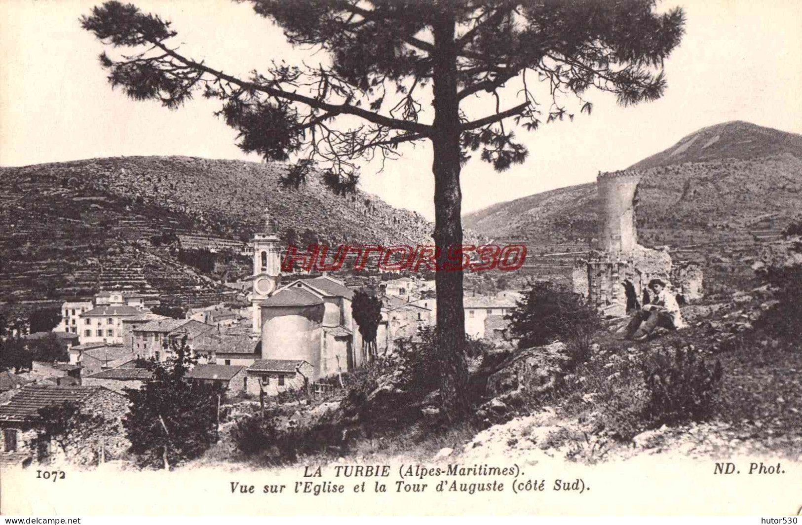 CPA LA TURBIE - VUE SUR L'EGLISE ET LA TOUR D'AUGUSTE - La Turbie