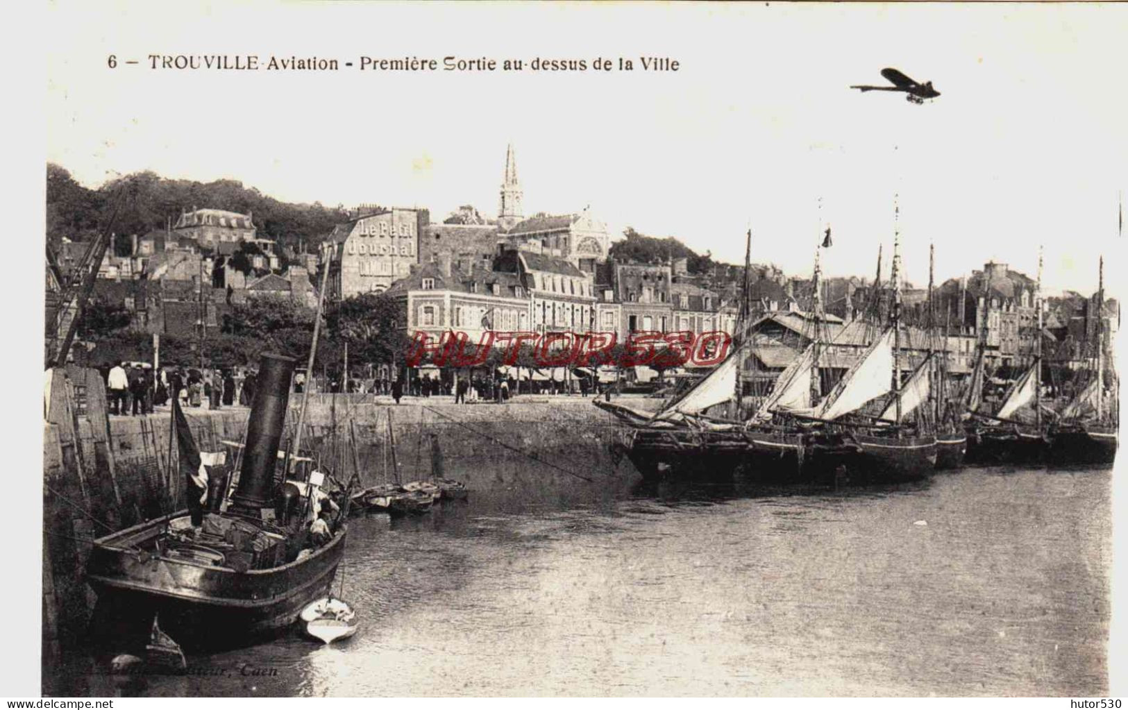 CPA TROUVILLE - CALVADOS - AETOPLANE AU DESSUS DE LA VILLE - Trouville