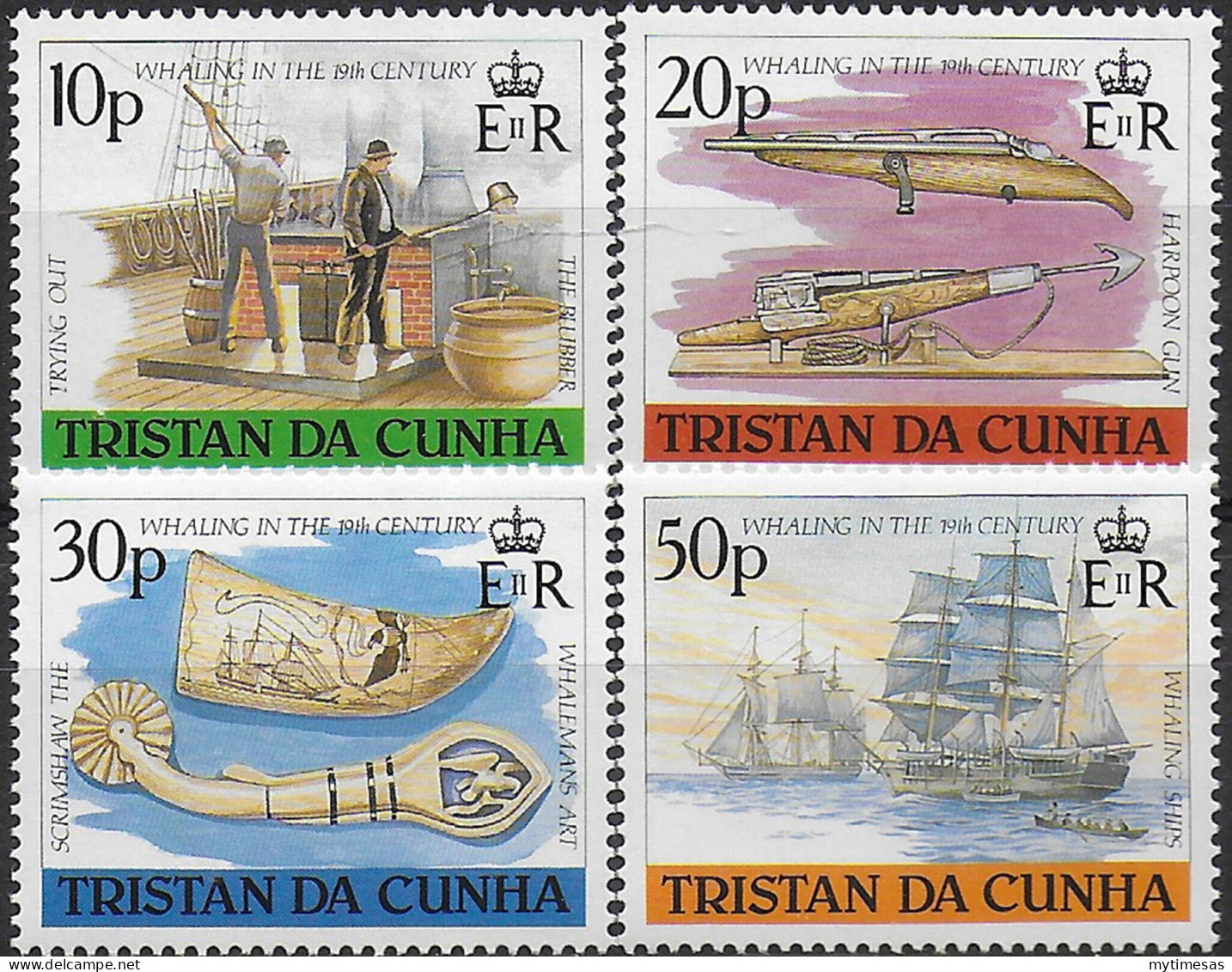 1988 Tristan Da Cunha Whaling 4v. MNH SG. N. 452/55 - Sonstige & Ohne Zuordnung