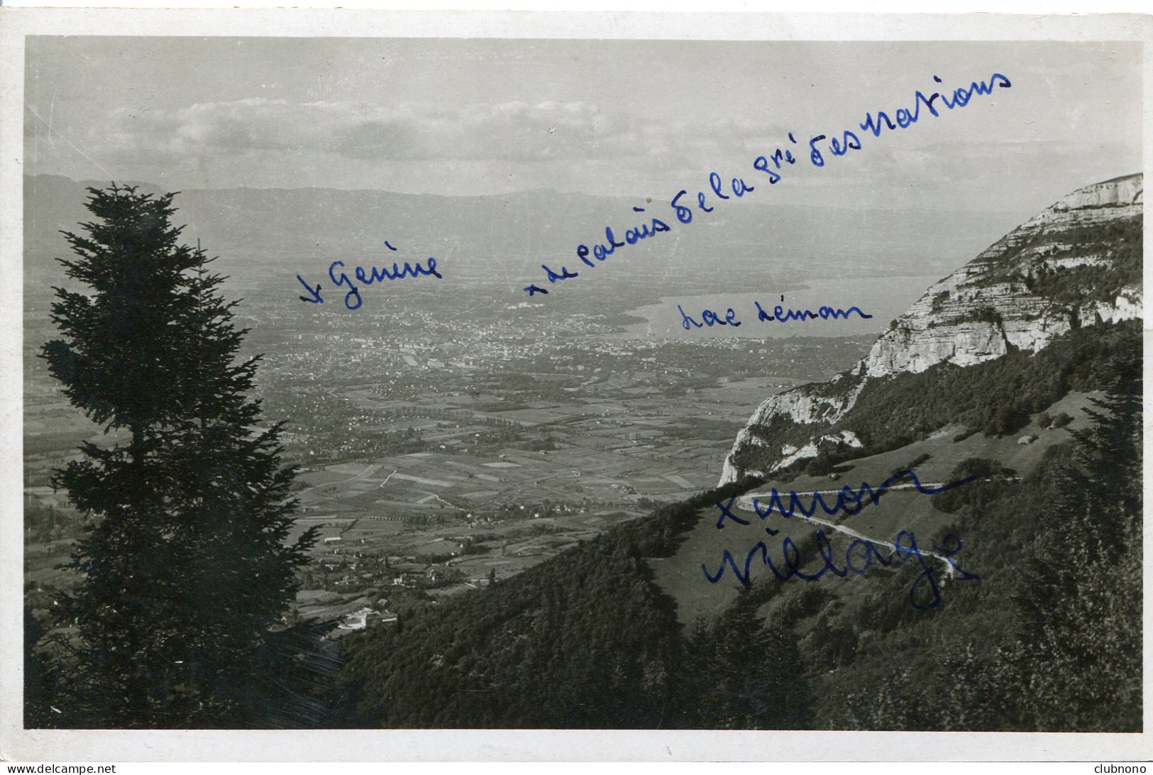 CPA -  LE SALEVE - ROUTE DE LA CROISETTE ET VUE SUR GENEVE  (CARTE GLACEE) - Sonstige & Ohne Zuordnung