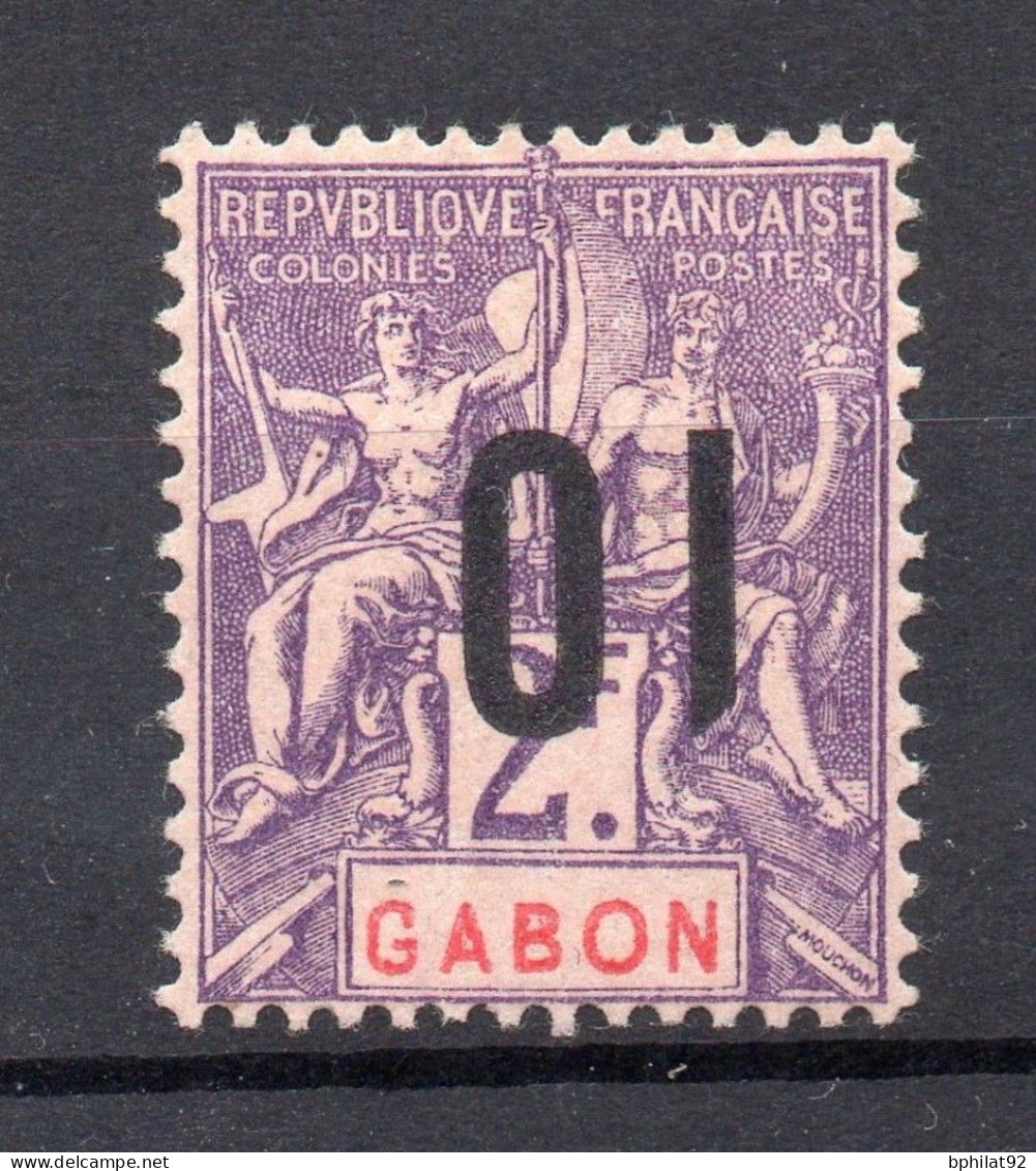 !!! GABON, N°77a NEUF* SURCHARGE RENVERSEE SIGNE MIRO - Unused Stamps