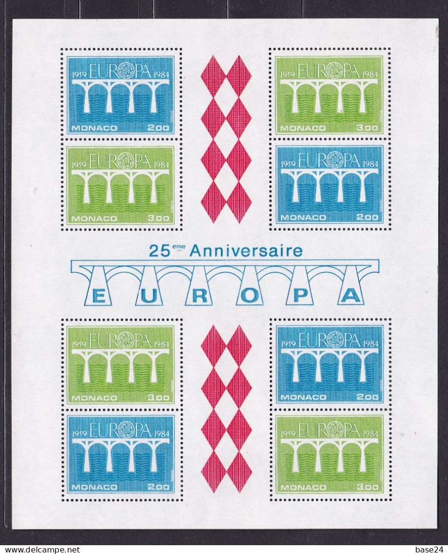 1984 Monaco EUROPA CEPT EUROPE Foglietto MNH** Minisheet 25º Anniversario Della CEPT: Ponte, Bridge - 1984