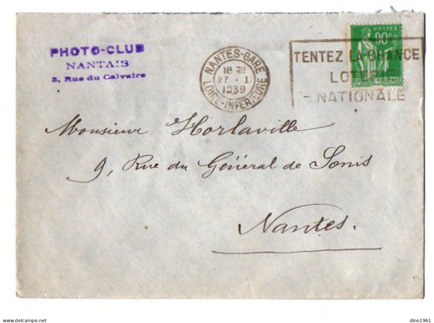 TB 4802 - 1939 - LSC - Lettre Du Photo - Club Nantais / MP NANTES - GARE Pour M. HORLAVILLE à NANTES - 1921-1960: Période Moderne