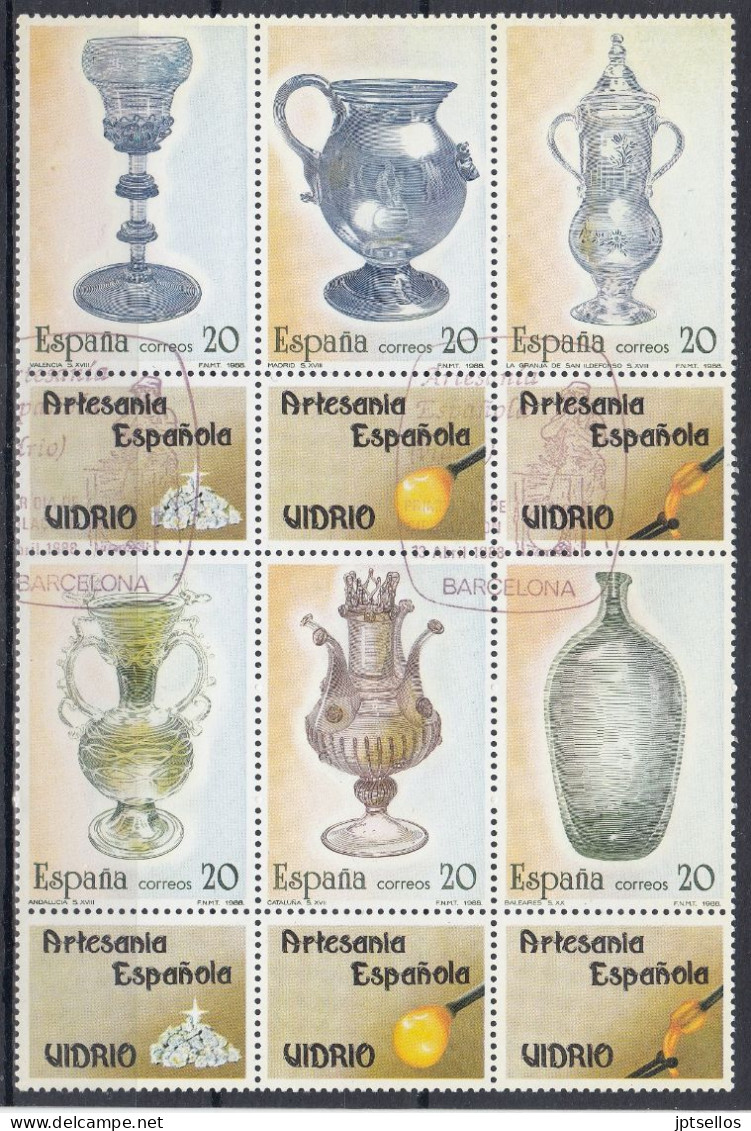 ESPAÑA 1988 Nº 2941/2946 EN BLOQUE USADO,PRIMER DIA - Usati