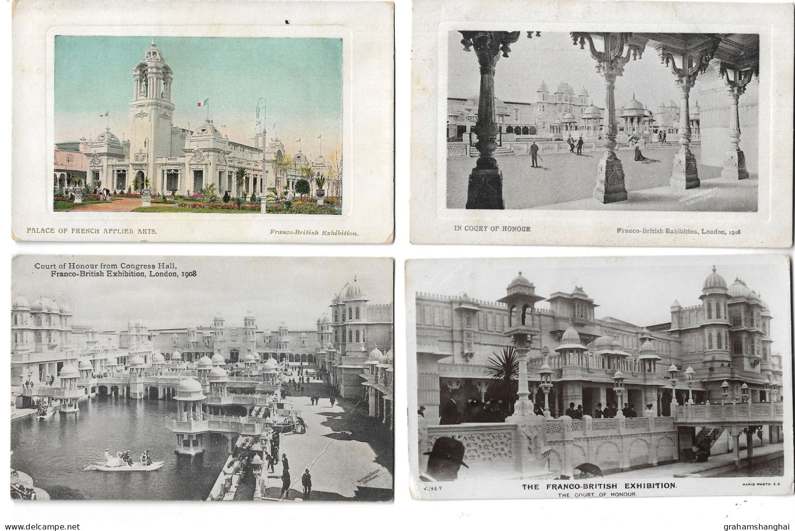 4 Postcards Lot UK London Franco-British Exhibition 1908 Various Views All Posted - Exposiciones