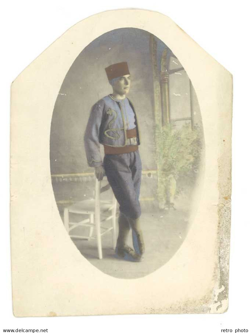 Photo Colorisée Soldat Debout, Zouave - Krieg, Militär