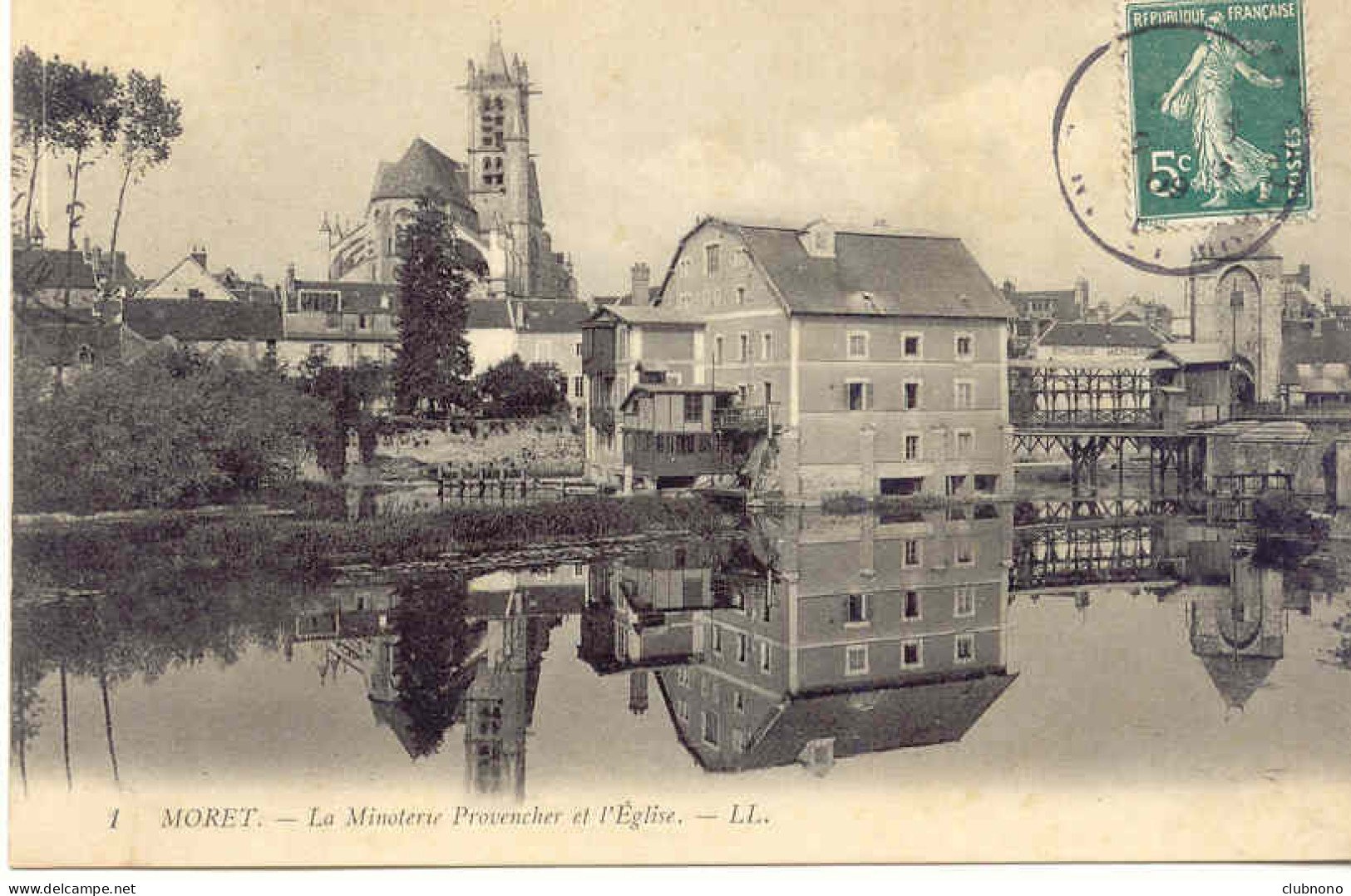 CPA - MORET SUR LOING - LA MINOTERIE PROVENCHER ET L'EGLISE (TRES RARE) CIRCULE EN 1909 - Moret Sur Loing