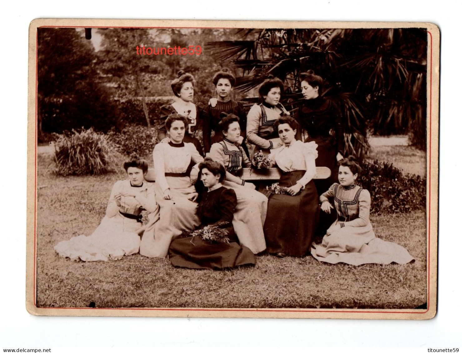 PHOTO ORIGINALE XIXe- GROUPE De JEUNES FEMMES- (Dim. : 18,6 X 13,5 Cm) - Old (before 1900)