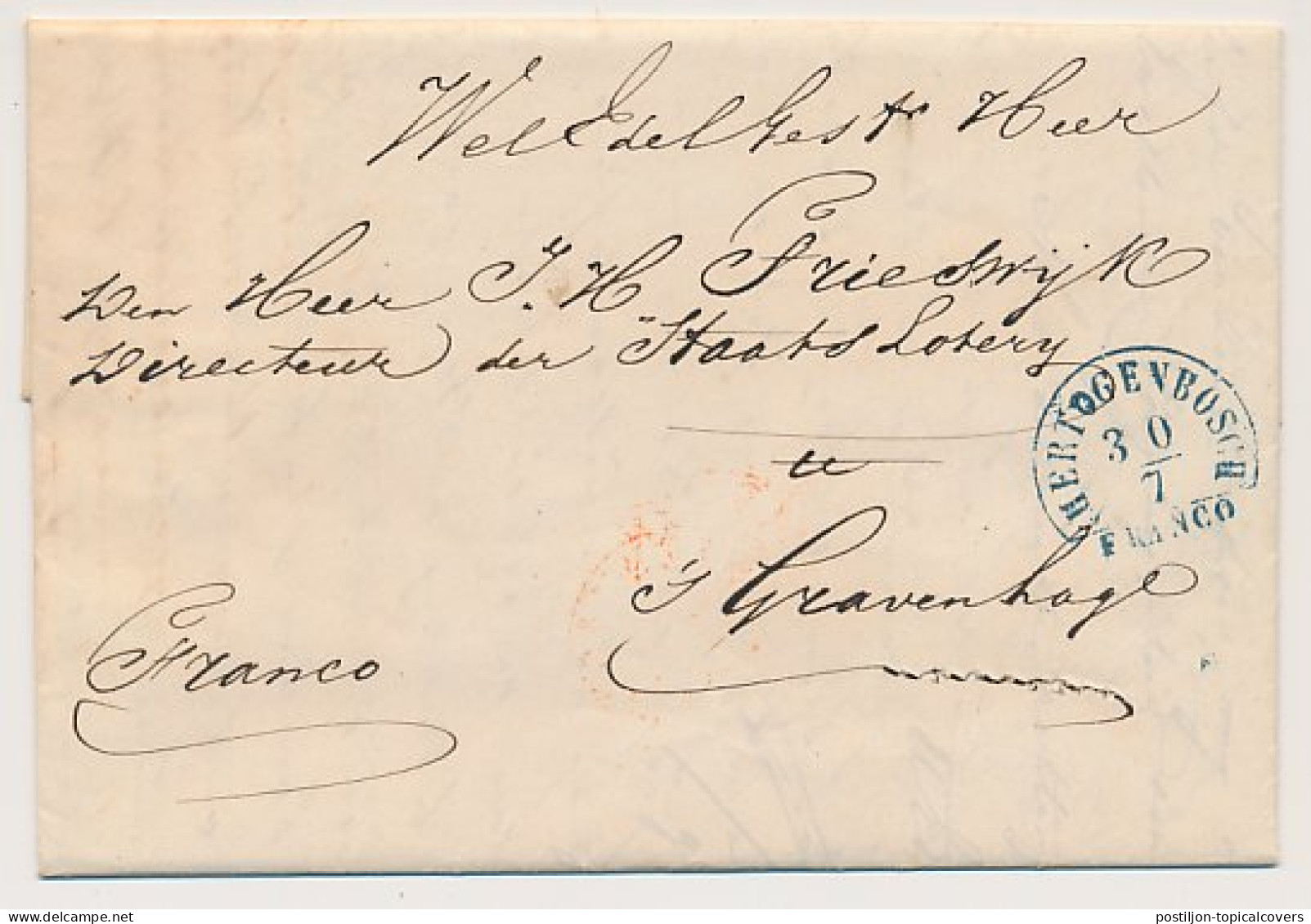 Halfrond-Francostempel S Hertogenbosch - Den Haag 1851 - ...-1852 Voorlopers