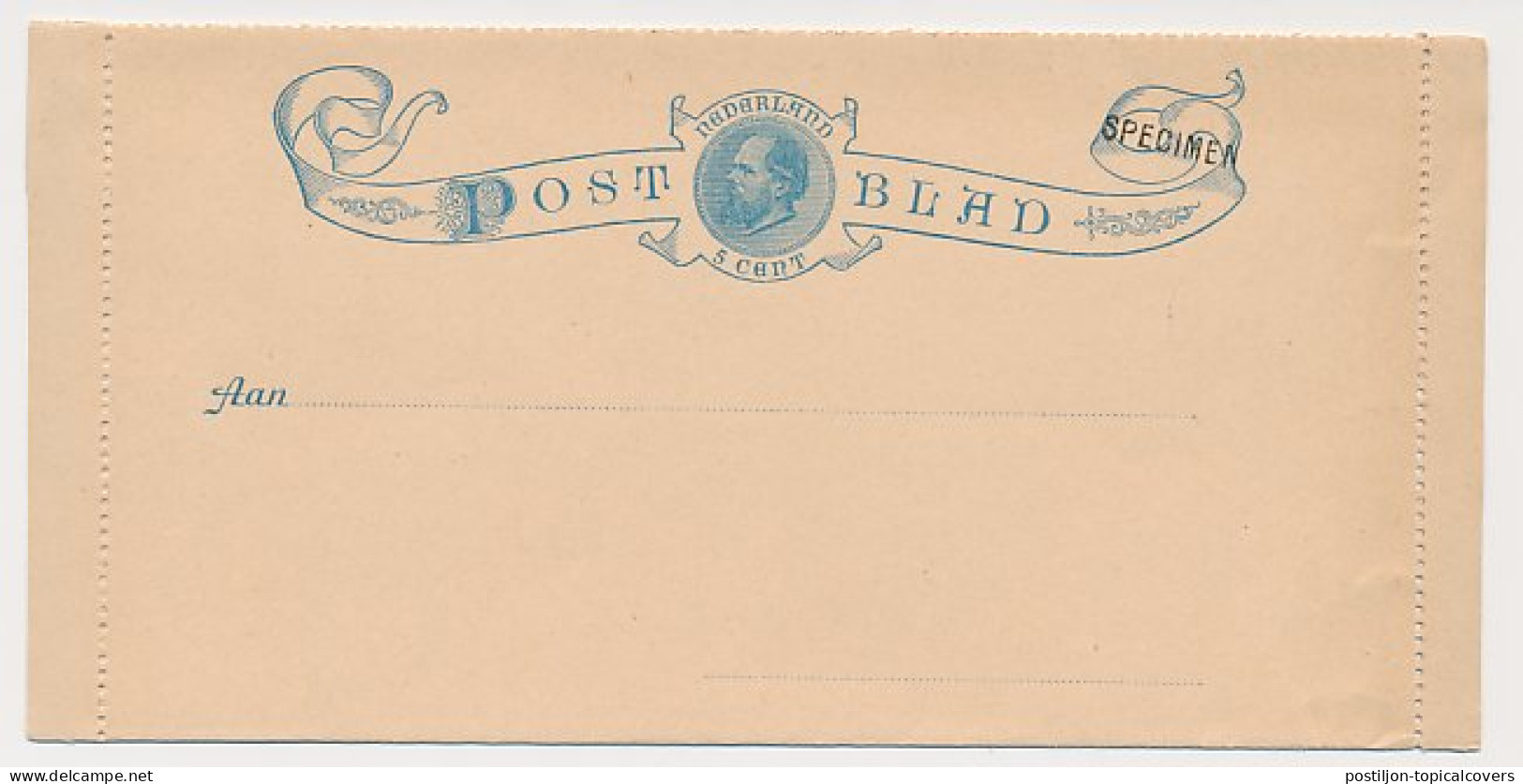 Postblad G. 1 - SPECIMEN  - Postwaardestukken