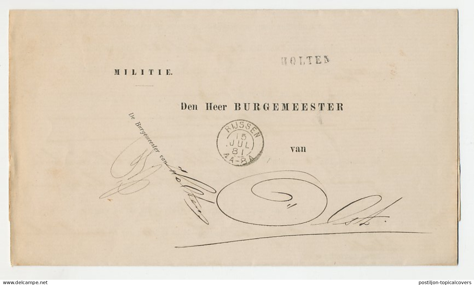 Naamstempel Holten 1881 - Briefe U. Dokumente