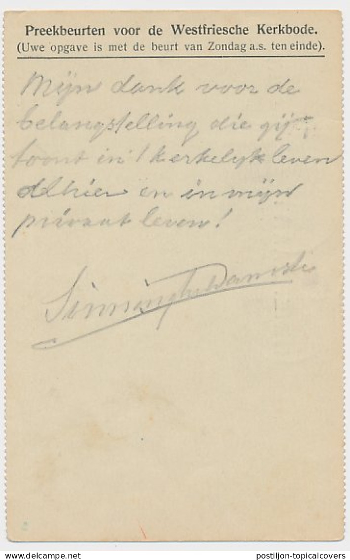 Briefkaart G. 96 B I Part. Bedrukt Dirkshorn - N. Niedorp 1921  - Postwaardestukken
