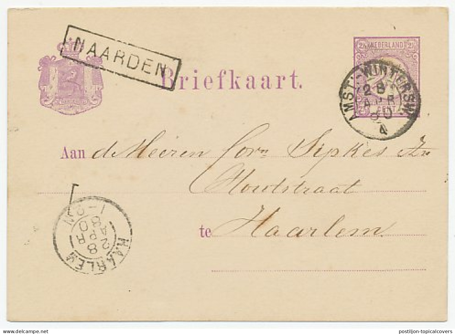 Trein Haltestempel Naarden 1880 - Storia Postale