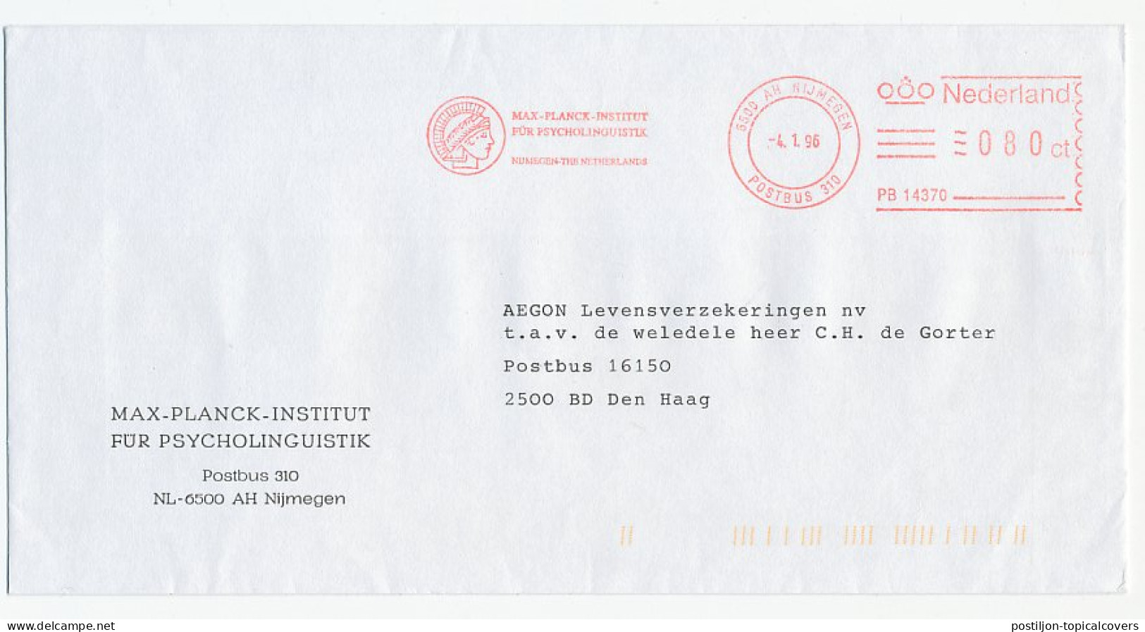 Meter Cover Netherlands 1996 Max Planck - Physicist - Prix Nobel