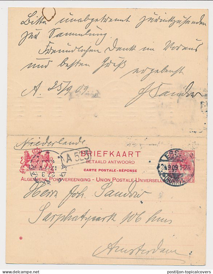 Briefkaart G. 77 Z-2 Amsterdam - Essen Duitsland 1909 V.v. - Postwaardestukken