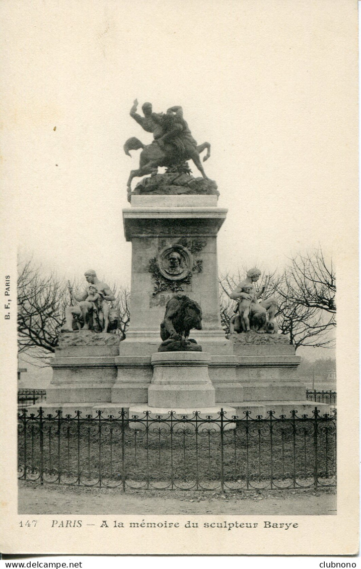 CPA - PARIS - A LA MEMOIRE DU SCULPTEUR BARYE (PRECURSEUR) - Autres Monuments, édifices