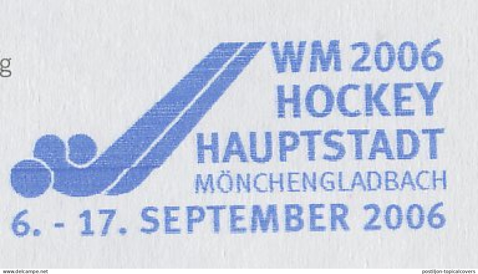 Meter Cover Germany 2006 Hockey - World Championship Monchengladbach - Altri & Non Classificati