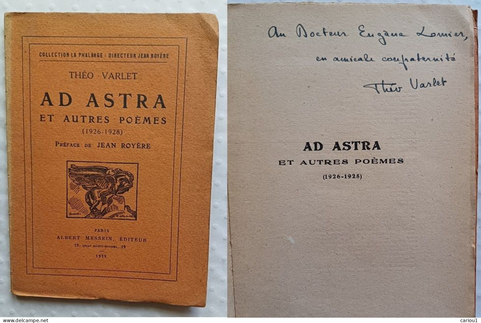 C1  Theo VARLET - AD ASTRA EO Numerote 1929 SF Envoi DEDICACE SIGNED Rare PORT INCLUS France - SF-Romane Vor 1950
