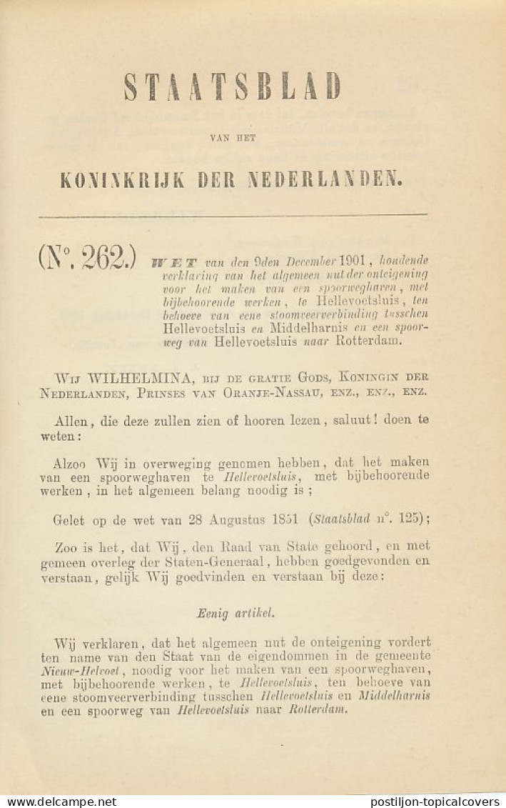 Staatsblad 1901 : Spoorweghaven / Veerverbinding Hellevoetsluis - Historical Documents