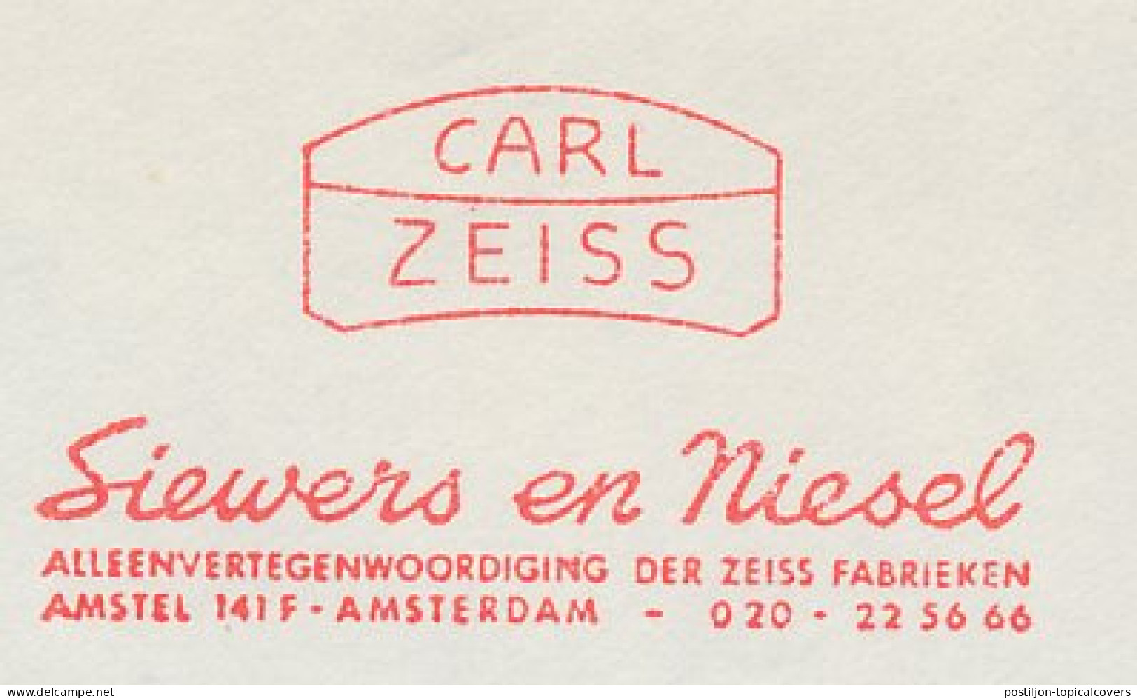 Meter Cover Netherlands 1970 Carl Zeiss - Sonstige & Ohne Zuordnung