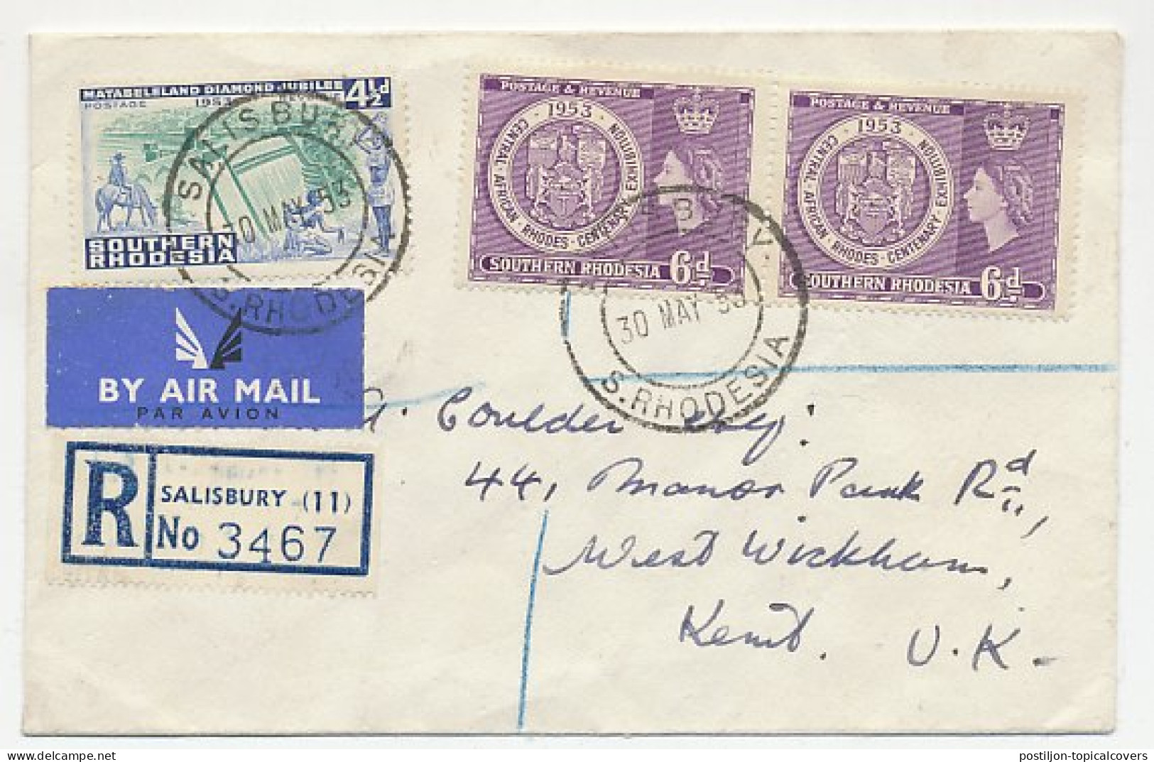 Registered Cover / Label Southern Rhodesia  - Ohne Zuordnung