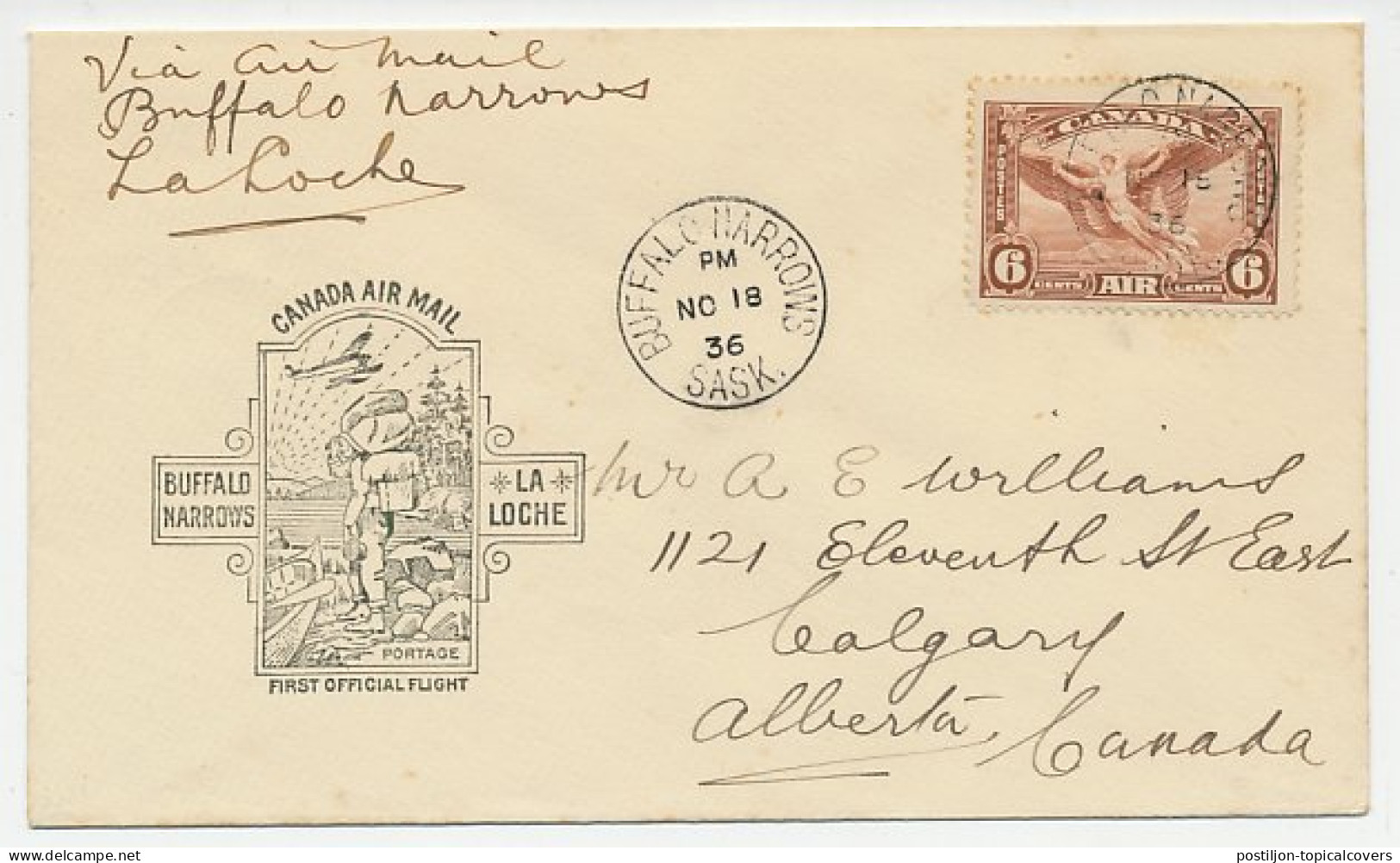 FFC / First Flight Cover Canada 1936 Canoe - Barcos