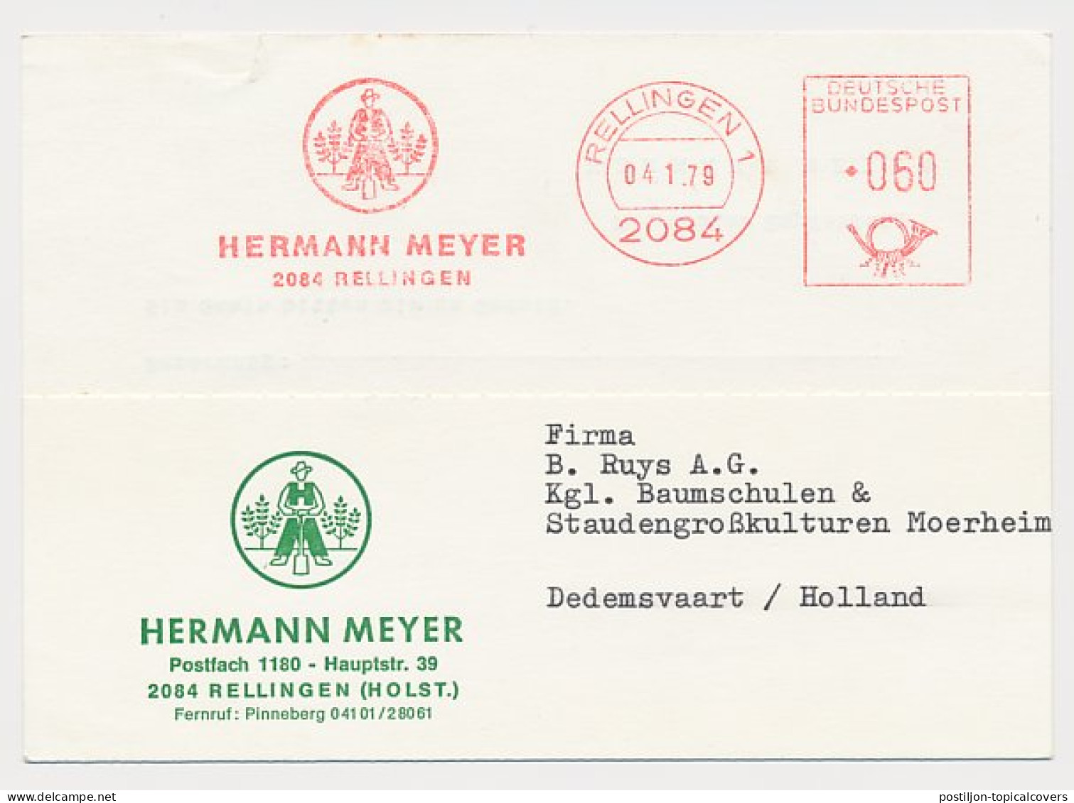 Meter Card Germany 1979 Gardener - Otros & Sin Clasificación