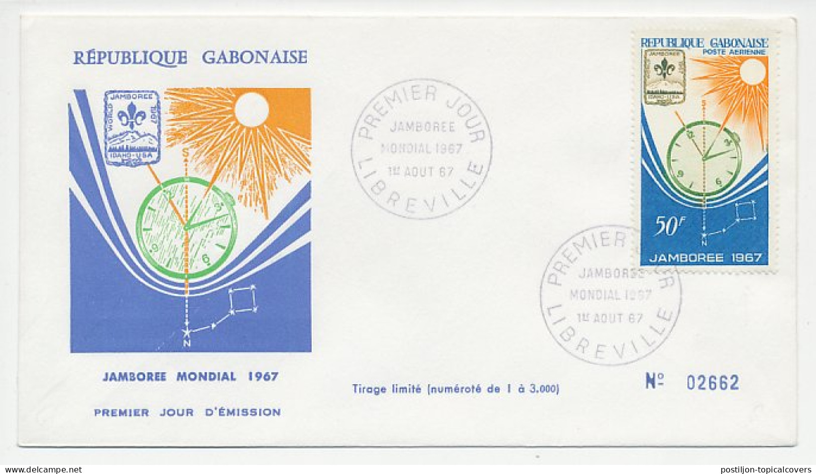 Cover / Postmark Gabonese 1967 World Jamboree - Otros & Sin Clasificación