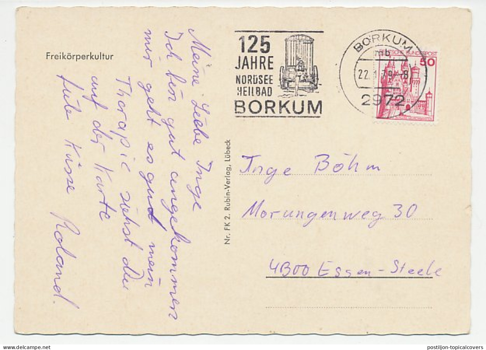 Card / Postmark Germany 1979 North Sea - Health Resort Borkum - Andere & Zonder Classificatie