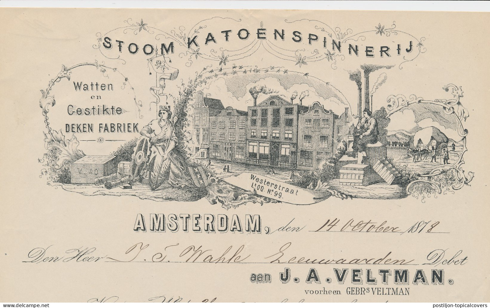 Nota Amsterdam 1878 - Stoom Katoenspinnerij - Niederlande